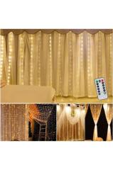 Peri Telli Perde Led Işık Kumandalı 300 Ledli  3 x 3 metre Usb'li 8 Animasyonlu Günışığı