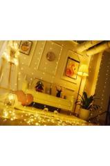 Peri Telli Perde Led Işık Kumandalı 300 Ledli  3 x 3 metre Usb'li 8 Animasyonlu Günışığı