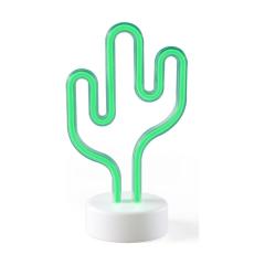 Yeşil Kaktüs Model Neon Led Işıklı Masa Lambası Dekoratif Aydınlatma Gece Lambası