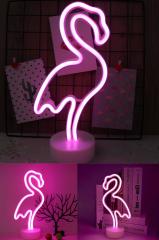 Pembe Flamingo Model Neon Led Işıklı Masa Lambası Dekoratif Aydınlatma Gece Lambası