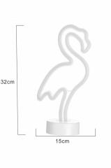 Pembe Flamingo Model Neon Led Işıklı Masa Lambası Dekoratif Aydınlatma Gece Lambası