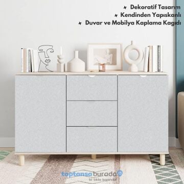 TechnoSmart 60cm×500cm Kendinden Yapışkanlı Modern Görünümlü Duvar Kağıdı Mutfak Dolap Masa Kaplama