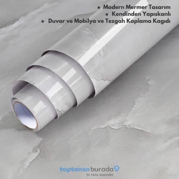 TechnoSmart 60cm×500cm Kendinden Yapışkanlı Mermer Desen Folyo Mutfak Dolap Masa Kaplama DuvarKağıdı