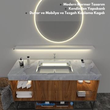 TechnoSmart 60cm×500cm Kendinden Yapışkanlı Mermer Desen Folyo Mutfak Dolap Masa Kaplama DuvarKağıdı