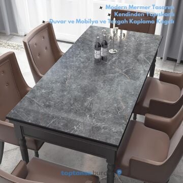 TechnoSmart 60cm×500cm Kendinden Yapışkanlı Mermer Desen Folyo Mutfak Dolap Masa Kaplama DuvarKağıdı Antrasit