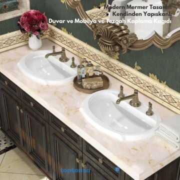 TechnoSmart 60cm×500cm Kendinden Yapışkanlı Mermer Desen Folyo Mutfak Dolap Masa Kaplama DuvarKağıdı Sarı