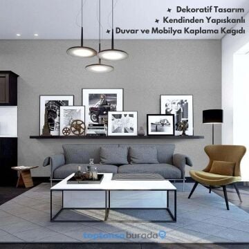 TechnoSmart 60cm×500cm Kendinden Yapışkanlı Modern Görünümlü Duvar Kağıdı Mutfak Dolap Masa Kaplama Gri