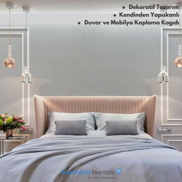 TechnoSmart 60cm×500cm Kendinden Yapışkanlı Modern Görünümlü Duvar Kağıdı Mutfak Dolap Masa Kaplama Gri