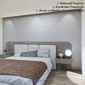 TechnoSmart 60cm×500cm Kendinden Yapışkanlı Modern Görünümlü Duvar Kağıdı Mutfak Dolap Masa Kaplama Gri