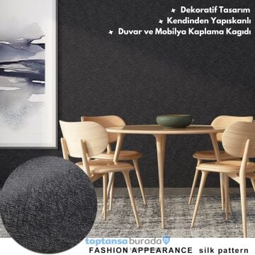 TechnoSmart 60cm×500cm Kendinden Yapışkanlı Modern Görünümlü Duvar Kağıdı Mutfak Dolap Masa Kaplama Antrasit