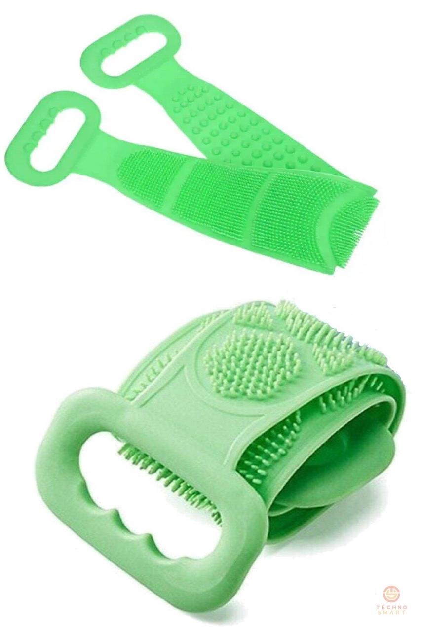 Banyo Hamam Duş Lifi Kesesi Çift Taraflı Yumuşak Silikon Masaj Etkili Yeşil