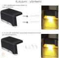 Solar Güneş Enerjili Şarj Edilen Köşebent Merdiven Veranda Bahçe Led Lamba Kahve (4Adet)