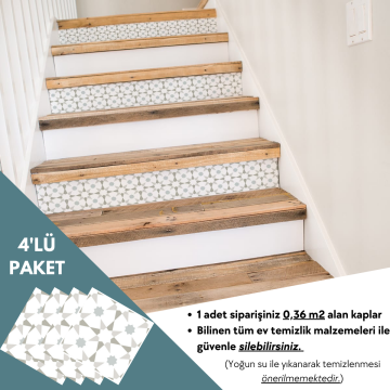 TechnoSmart 4Adet 30cm×30cm Kendinden Yapışkanlı Duvar Kaplama Mutfak Banyo PVC Sticker Dekorasyon