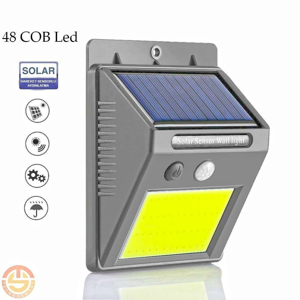 48 Ledli Güneş Enerjili Bahçe Lambası Solar Hareket Sensörlü Şarj Olabilen