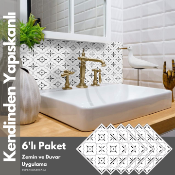 TechnoSmart 6Adet 20cm×20cm Kendinden Yapışkanlı Duvar Kaplama Mutfak Banyo PVC Sticker Dekorasyon