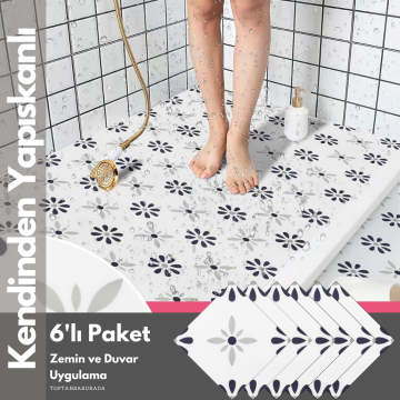 TechnoSmart 6Adet 20cm×20cm Kendinden Yapışkanlı Duvar Kaplama Mutfak Banyo PVC Sticker Dekorasyon