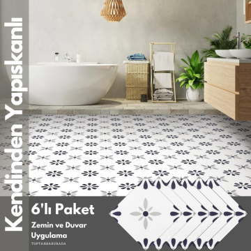 TechnoSmart 6Adet 20cm×20cm Kendinden Yapışkanlı Duvar Kaplama Mutfak Banyo PVC Sticker Dekorasyon