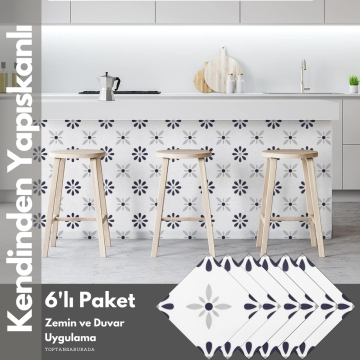 TechnoSmart 6Adet 20cm×20cm Kendinden Yapışkanlı Duvar Kaplama Mutfak Banyo PVC Sticker Dekorasyon