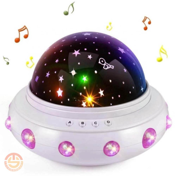 Müzikli Renkli Ve Dönen Star Master Ufo Uzay Temalı Projeksiyon Gece Lambası Usbli Pembe