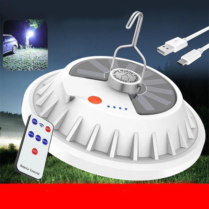 TechnoSmart Solar Güneş Enerji ve Usb Sarjlı Kumandalı Bahçe Aydınlatma Led Askılı Pratik Kamp Lamba