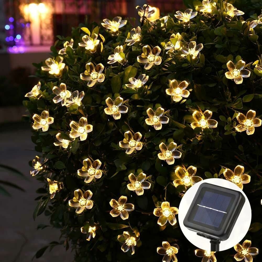 TechnoSmart 30 Ledli Solar Çiçekli Gün Işığı Bayçe Aydınlatma Dekorasyon Güneş Enerjili