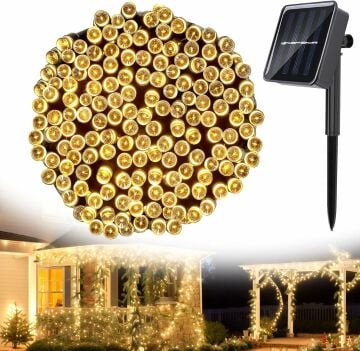 TechnoSmart Solar 50 Ledli 7 Metre Bahçe Aydınlatma Dekorasyon Güneş Enerjili Led Sarı Işık