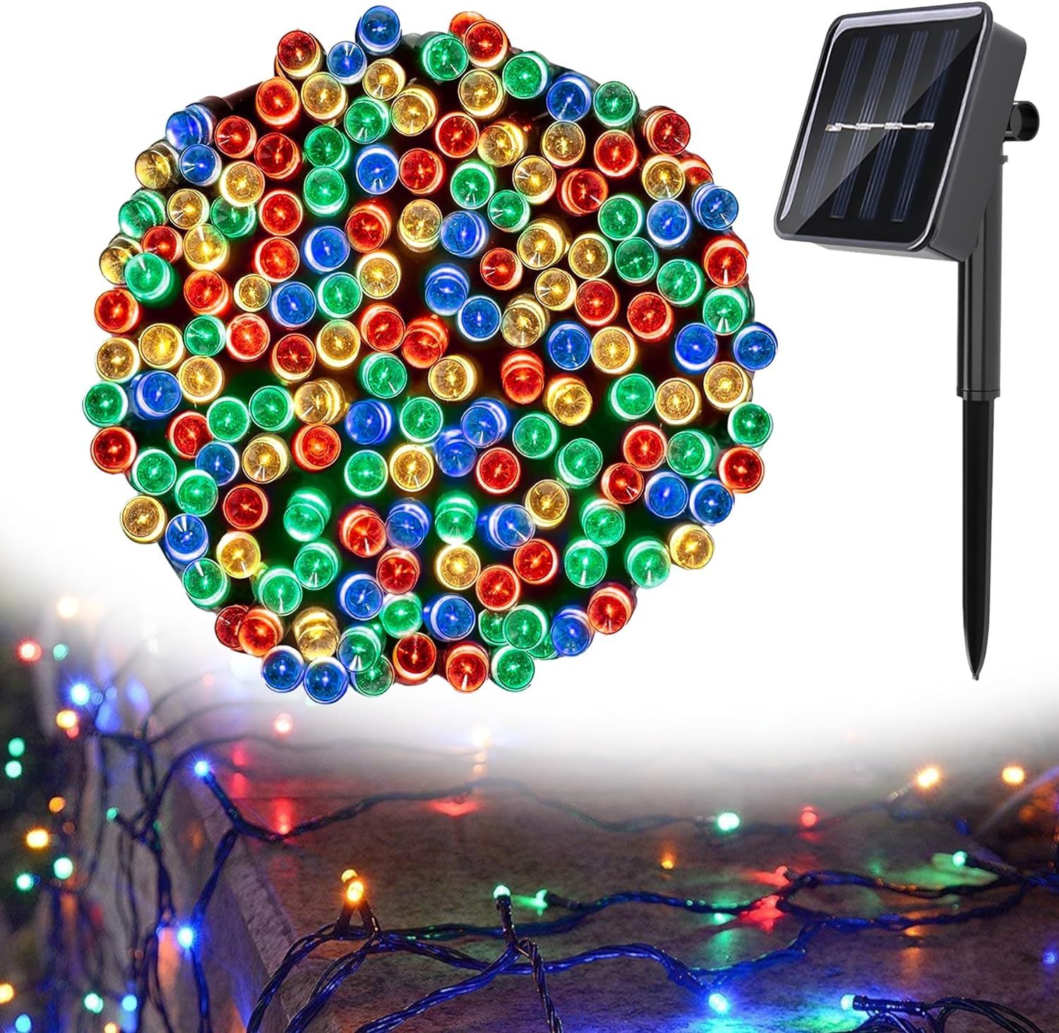 TechnoSmart Solar 50 Ledli 7 Metre Bahçe Aydınlatma Dekorasyon Güneş Enerjili Led RGB Işık