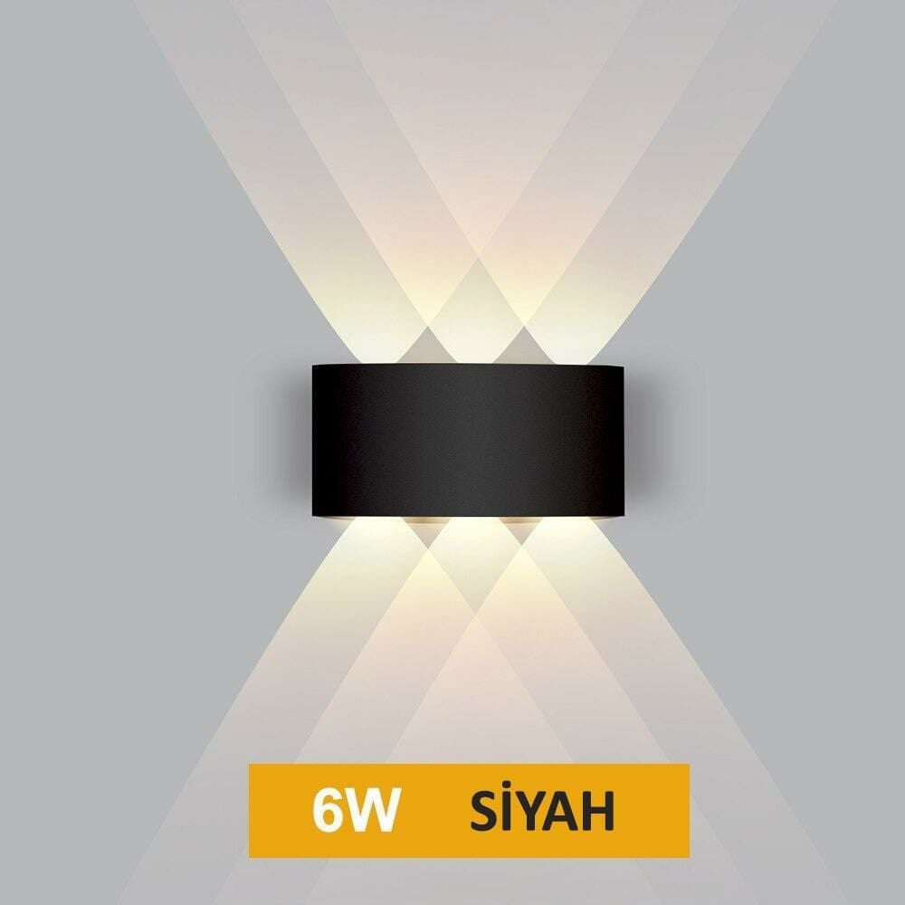 TechnoSmart 6W Modern Çift Yönlü Aliminyum Led Duvar Lambası Dekoratif Işık Aydınlatma Gün Işığı