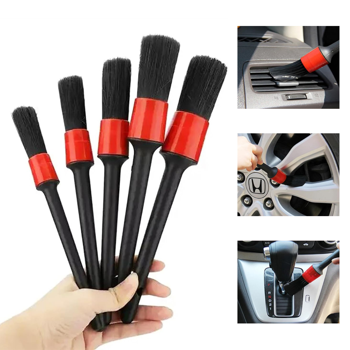 TechnoSmart Detail Dash Brush Detay Fırçası Seti 5 'li Kaliteli Detaylı Farklı Boyutlarda Fırça Seti