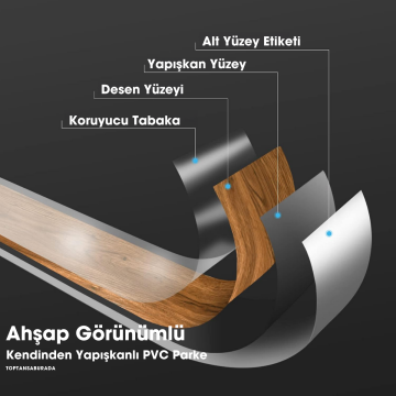 TechnoSmart 7Adet 15cm×91cm Kendinden Yapışkanlı LVT Laminant Görünümlü Zemin Kaplama Mutfak Karo