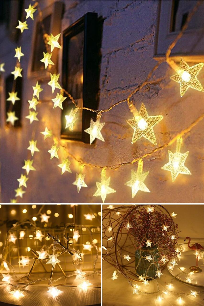 Trendpoint 30 Ledli 5 Metre Şerit Led Sembollü Kablolu Süsleme Dekoratif Aydınlatma GünIşığı Yıldızlı Led