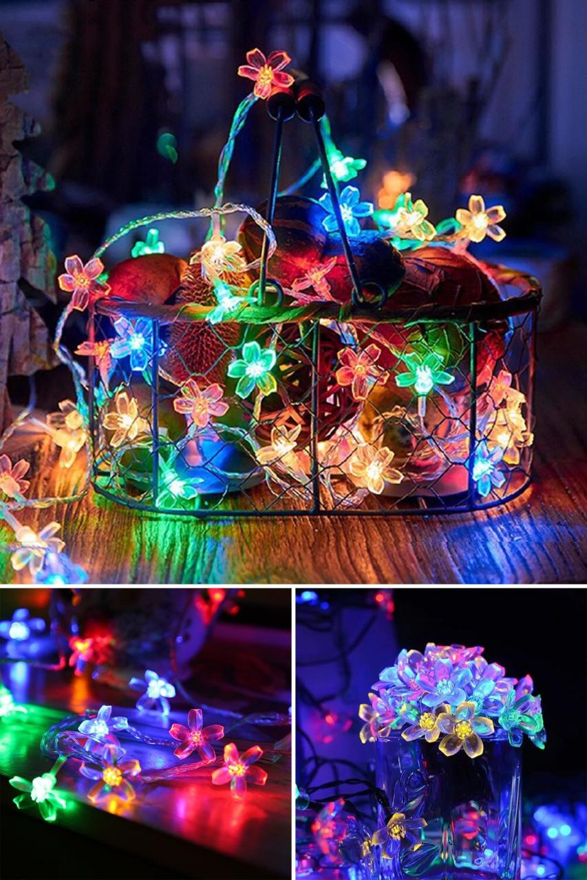 Trendpoint 30 Ledli 5 Metre Şerit Led Sembollü Kablolu Süsleme Dekoratif Aydınlatma RGB Çiçekli Led