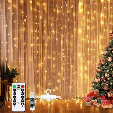 Trendpoint 3x2 metre 200 Ledli Peri Telli Perde Led Işık Kumandalı Usb'li 8 Animasyonlu Günışığı