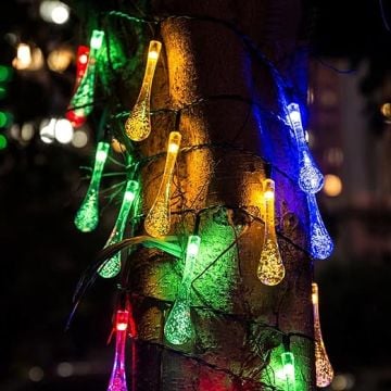 Trendpoint Solar 30 Ledli Su Damlası Model RGB Renkli Güneş Enerjili Lamba Bahçe Aydınlatma Modlu