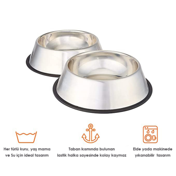 Trendpoint 22cm Metal Kedi ve Köpek Mama Su Kabı