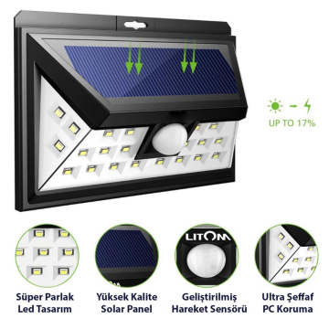 Trendpoint 32 Ledli Hareket Sensörlü Güneş Enerjili Solar Bahçe Lambası Aydınlatma Led