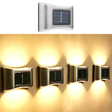 TechnoSmart 1Adet 6Ledli Modern Solar Duvar Lamba Dekorasyon Aydınlatma Metal Aplik Güneş Enerji