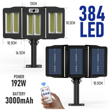 Trendpoint 384Ledli Solar Bahçe Aydınlatması Projektör Sokak Lambası Hareket Sensörlü Güneş Enerjili