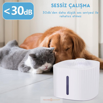 Trendpoint Kedi Köpek Su Çeşmesi Su Pınarı Kabı Su Seviye Göstergeli 3 Lt