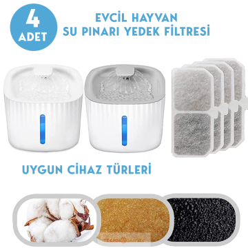 Trendpoint 4 Adet Kedi Köpek Su Çeşmesi Su Pınarı Filtresi