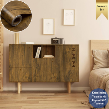 TechnoSmart 60×500cm Kendinden Yapışkanlı Doğal Ahşap Dokulu Kaplama Kağıdı Mutfak Dolap Masa Duvar