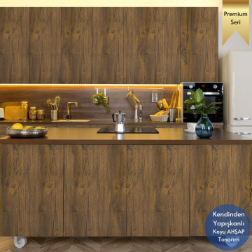 TechnoSmart 60×500cm Kendinden Yapışkanlı Doğal Ahşap Dokulu Kaplama Kağıdı Mutfak Dolap Masa Duvar