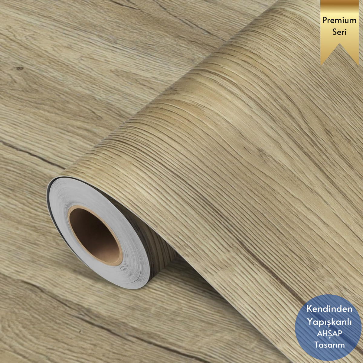 TechnoSmart 60×500cm Kendinden Yapışkanlı Doğal Ahşap Dokulu Kaplama Kağıdı Mutfak Dolap Masa Duvar