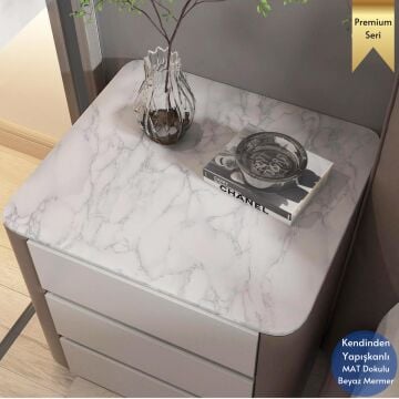 TechnoSmart 60x500cm Mat Mermer Desenli Kendinden Yapışkanlı Duvar Kağıdı Kaplama Mutfak Masa Folyo