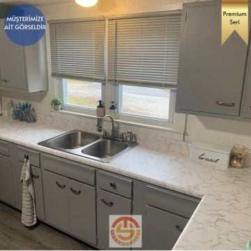 TechnoSmart 60x500cm Mat Mermer Desenli Kendinden Yapışkanlı Duvar Kağıdı Kaplama Mutfak Masa Folyo Beyaz