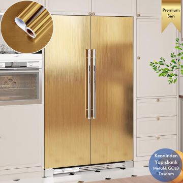 TechnoSmart 60cm×500cm Kendinden Yapışkanlı Metalik Folyo Mutfak Dolap Masa Kaplama Duvar Kağıdı