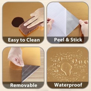 TechnoSmart 60cm×500cm Kendinden Yapışkanlı Metalik Folyo Mutfak Dolap Masa Kaplama Duvar Kağıdı