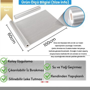 TechnoSmart 60cm×500cm Kendinden Yapışkanlı Metalik Folyo Mutfak Dolap Masa Kaplama Duvar Kağıdı Silver