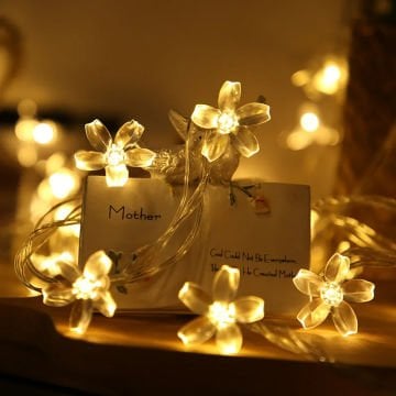 Trendpoint 20 Ledli 3 Metre Şerit Led Sembollü Kablolu Süsleme Dekoratif Aydınlatma GünIşığı Çiçekli Led