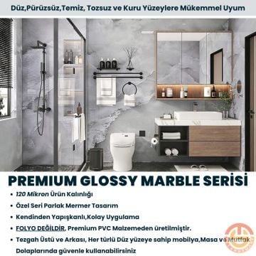 TechnoSmart 60x500cm Mermer Desen Kendinden Yapışkanlı Duvar Kağıdı Kaplama Mutfak Tezgeh Masa Folyo Açık Gri